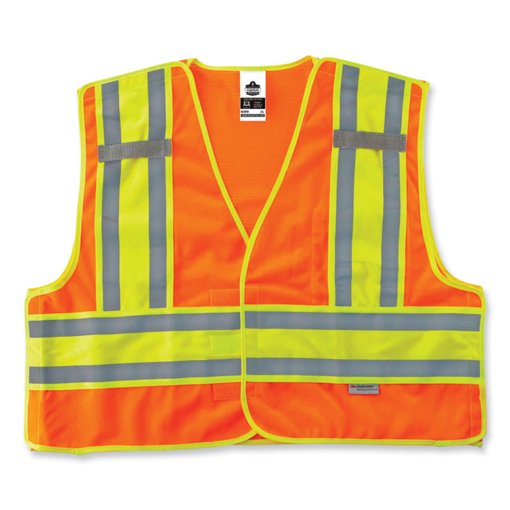 TENACIOUS HOLDINGS, INC. ergodyne® 23387 GloWear 8245PSV Class 2 Public Safety Vest, Polyester, 2X-Large/3X-Large, Orange