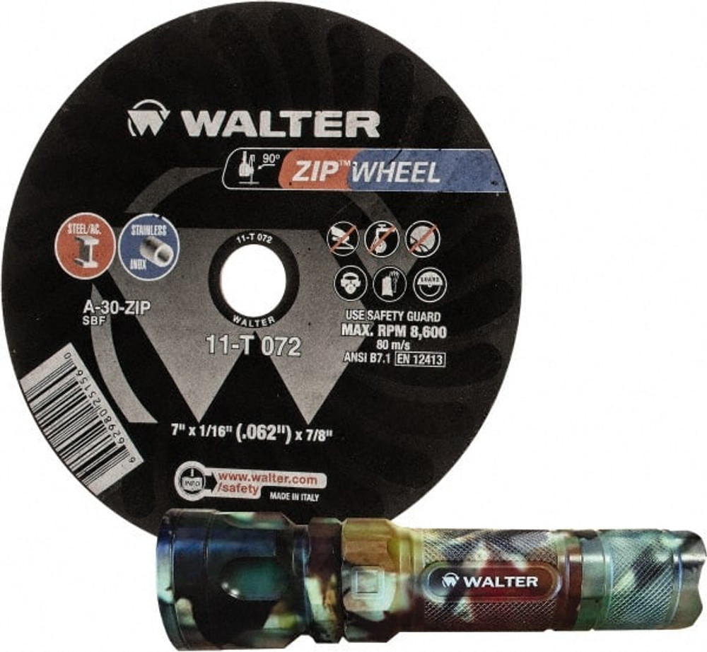 WALTER Surface Technologies 7733111/3090814 Cut-Off Wheel: 7" Dia, 1/16" Thick, 7/8" Hole, Aluminum Oxide