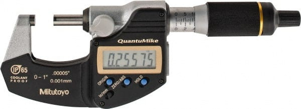 Mitutoyo 293-180-30 Electronic Outside Micrometer: 1" Max, Solid Carbide Face, IP65