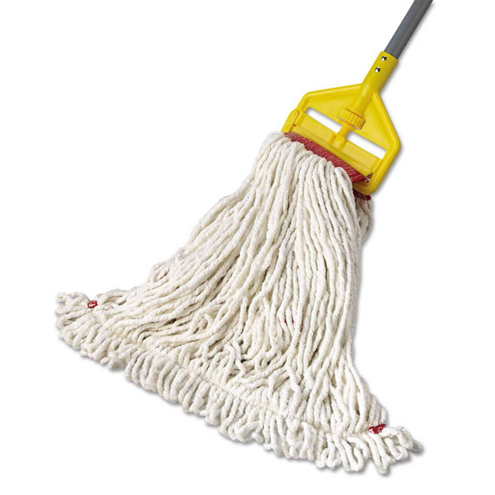RUBBERMAID COMMERCIAL PROD. A253 WHI Web Foot Wet Mop Head, Shrinkless, Cotton/Synthetic, White, Large, 6/Carton