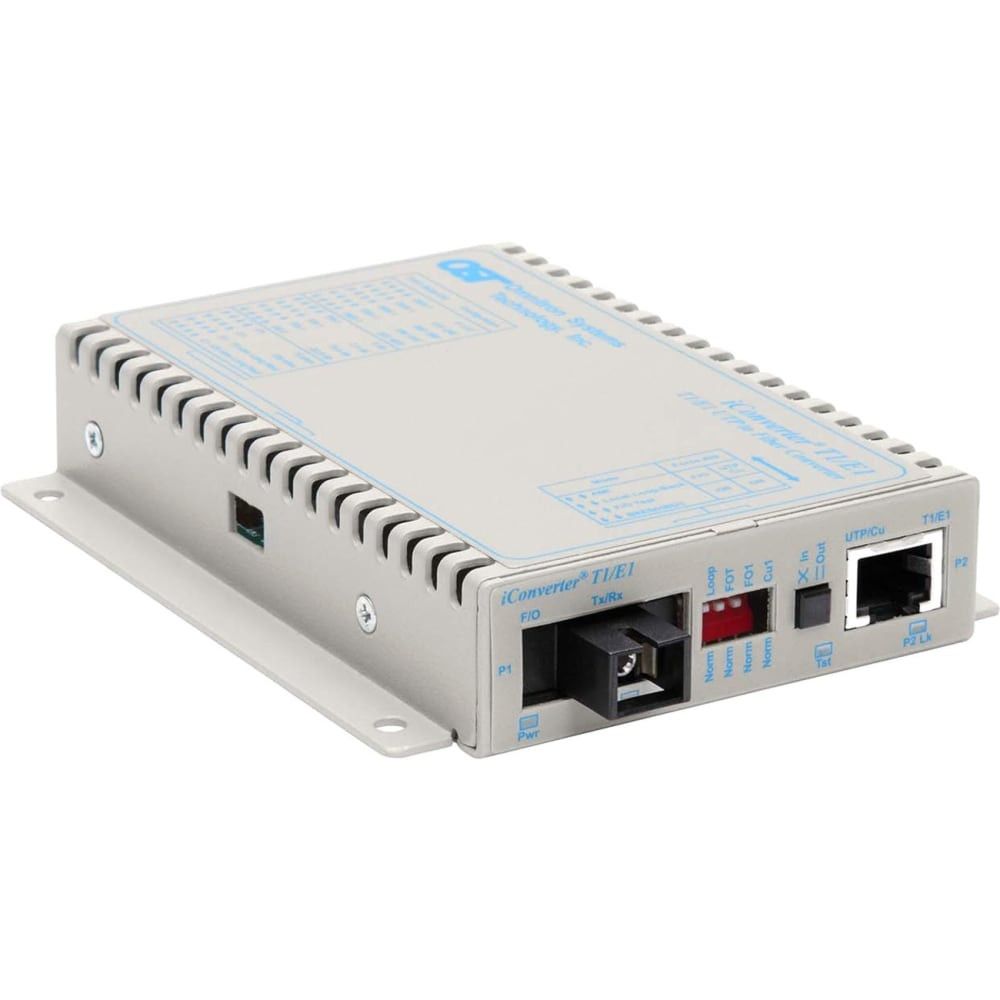 OMNITRON SYSTEMS TECHNOLOGY, INC. Omnitron 8710-1-DW  iConverter T1/E1 Single-Fiber Media Converter RJ48 SC Single-mode 20km BiDi Wide Temp - 1 x T1/E1; 1 x SC Single-mode Single-Fiber (1310/1550); Wall-Mount Standalone; US AC Powered; Lifetime Warra