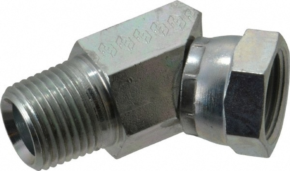 Eaton 2049-8-8S Industrial Pipe 45 ° Elbow Adapter: 1/2-14 Female Thread, 1/2-14 Male Thread, FNPSM x MNPT