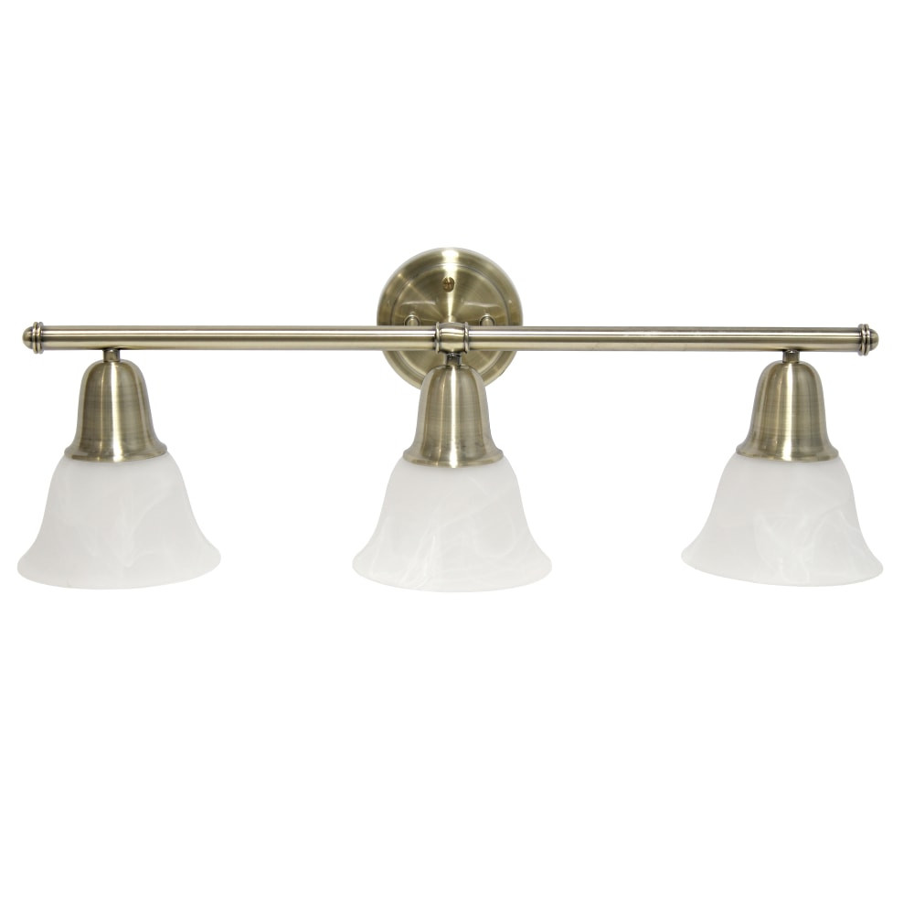 ALL THE RAGES INC LHV-1007-AB Lalia Home Essentix 3-Light Wall Mounted Vanity Light Fixture, 26-1/2inW, Alabaster White/Antique Brass