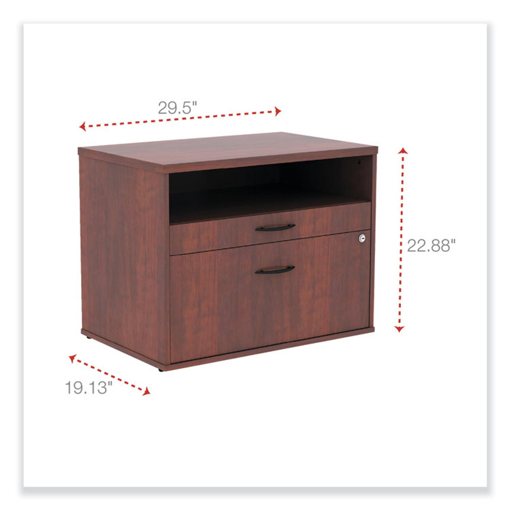 ALERA LS583020MC Alera Open Office Desk Series Low File Cabinet Credenza, 2-Drawer: Pencil/File, Legal/Letter, 1 Shelf,Cherry,29.5x19.13x22.88