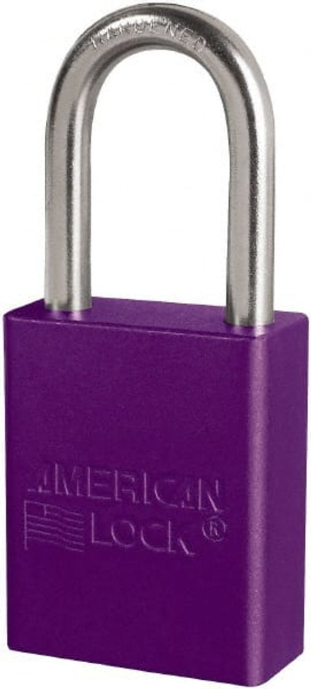 American Lock S1106PRP Lockout Padlock: Keyed Different, Key Retaining, Aluminum, Plated Metal Shackle, Purple