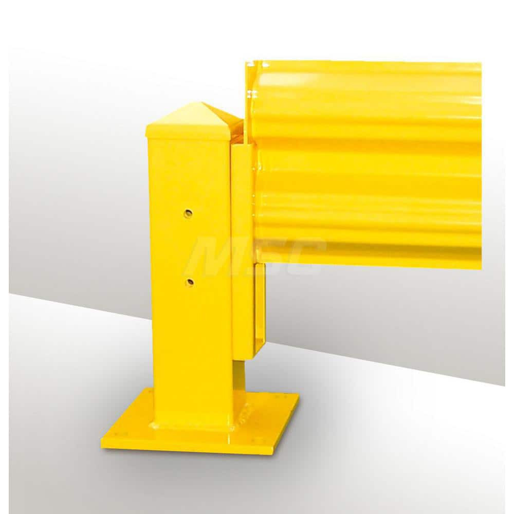 Hallowell GRPA18-1 Traffic Guard Rail Mount Post: 18" High, Rail Mount, Steel, Yellow