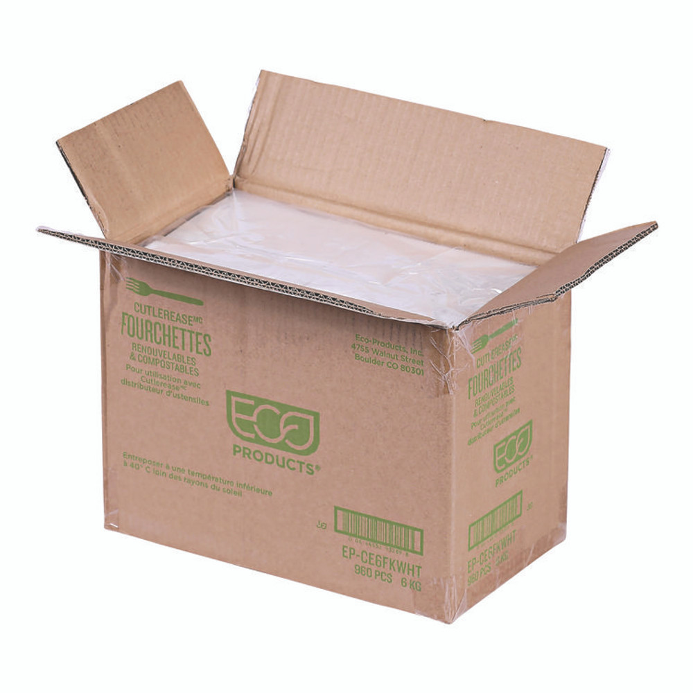 ECO-PRODUCTS,INC. EPCE6FKWHT Cutlery for Cutlerease Dispensing System, Fork, Plastic, White, 960/Carton