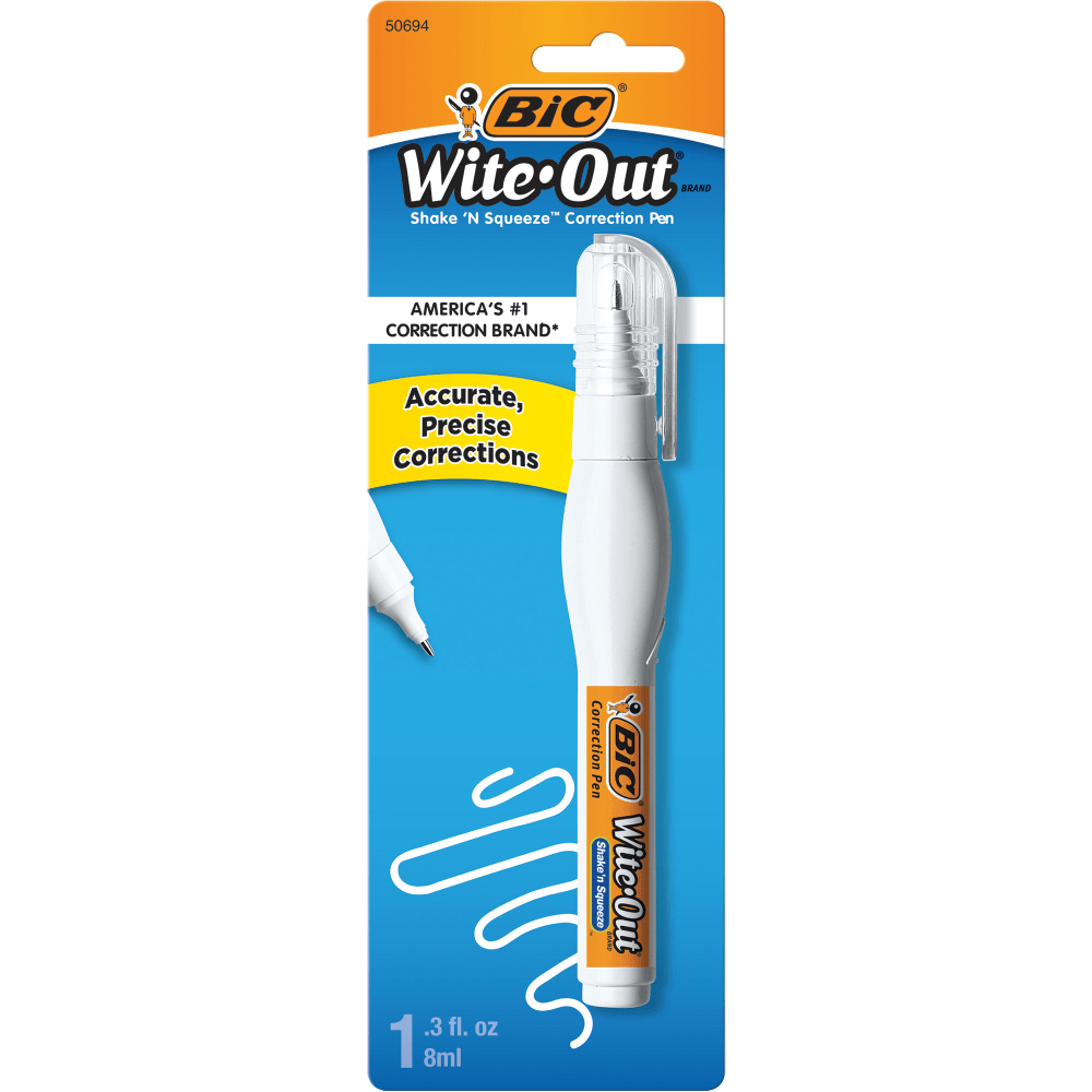 BIC CORP BIC WOSQP11  Wite-Out Shake n Squeeze Correction Pen, White, 8 ml