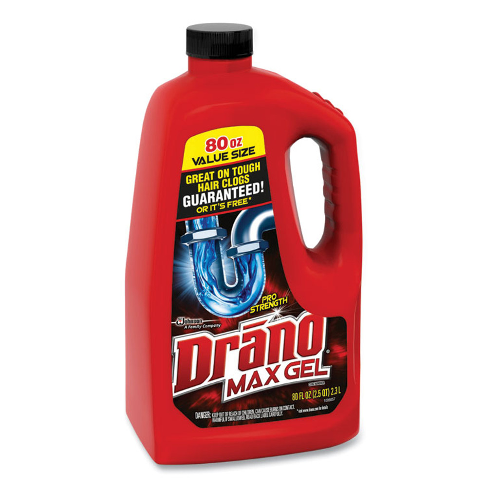 SC JOHNSON Drano® 694772CT Max Gel Clog Remover, Bleach Scent, 80 oz Bottle, 6/Carton