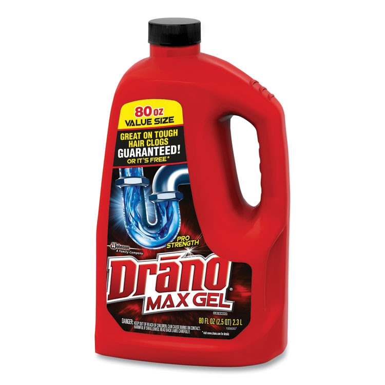 SC JOHNSON Drano® 694772CT Max Gel Clog Remover, Bleach Scent, 80 oz Bottle, 6/Carton