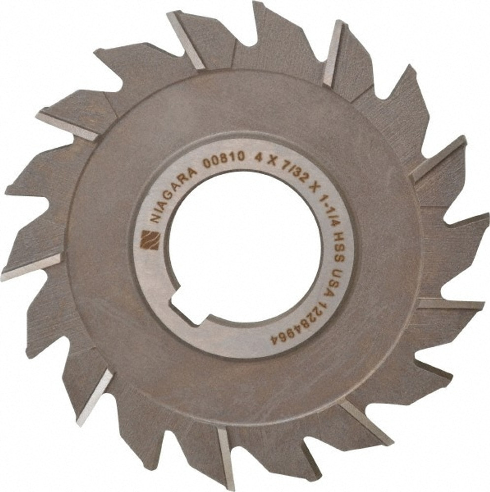 Keo 00810 Side Milling Cutter: 4" Cutter Dia, 7/32" Cutting Width, 1-1/4" Arbor Hole, 18 Teeth