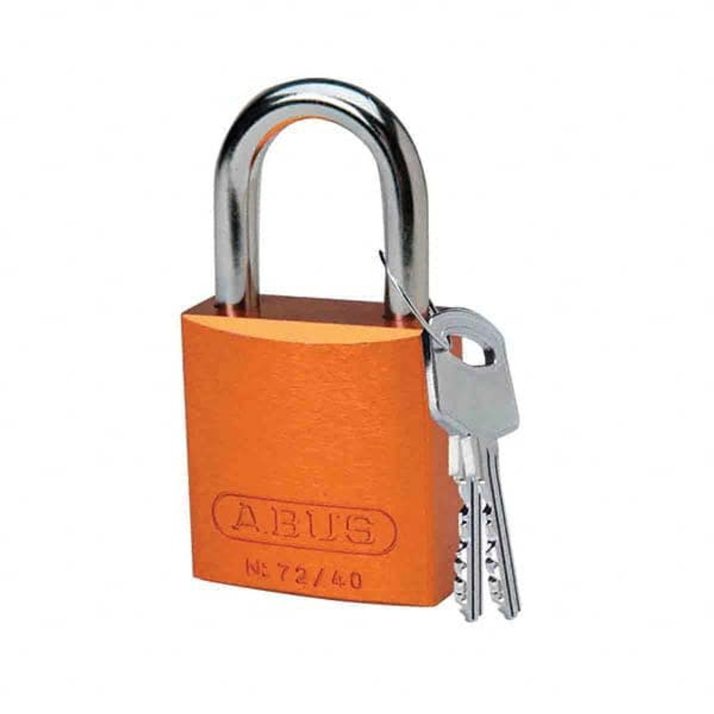 Brady 99612 Lockout Padlock: Keyed Different, Aluminum, 1" High, Aluminum Shackle, Orange