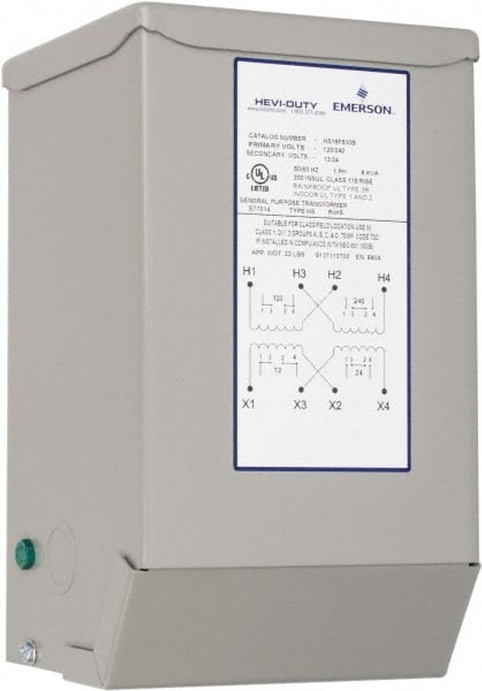 Sola/Hevi-Duty HS19F500B 120/240 Input Volt, 12/24 Output Volt, 60 Hz, Buck Boost Transformer