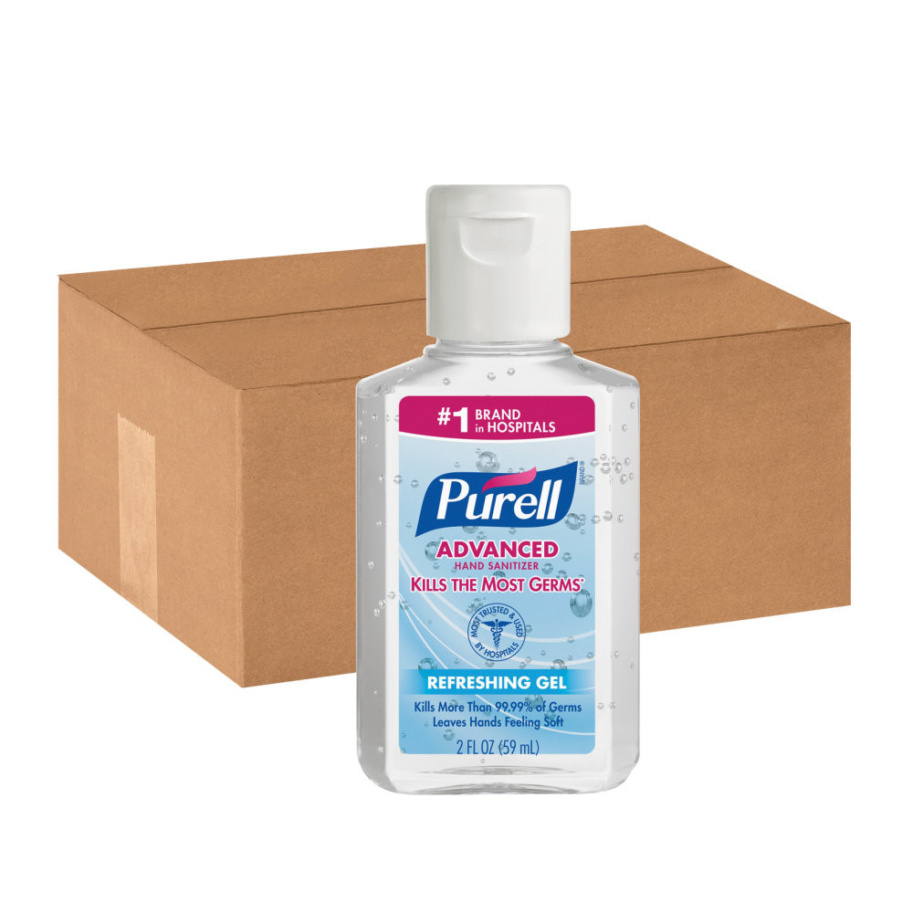 GOJO INDUSTRIES INC 9605-24 PURELL Portable Instant Hand Sanitizer - 2 fl oz (59.1 mL) - Flip Top Bottle Dispenser - Kill Germs - Hand - Clear - Moisturizing - 24 / Carton