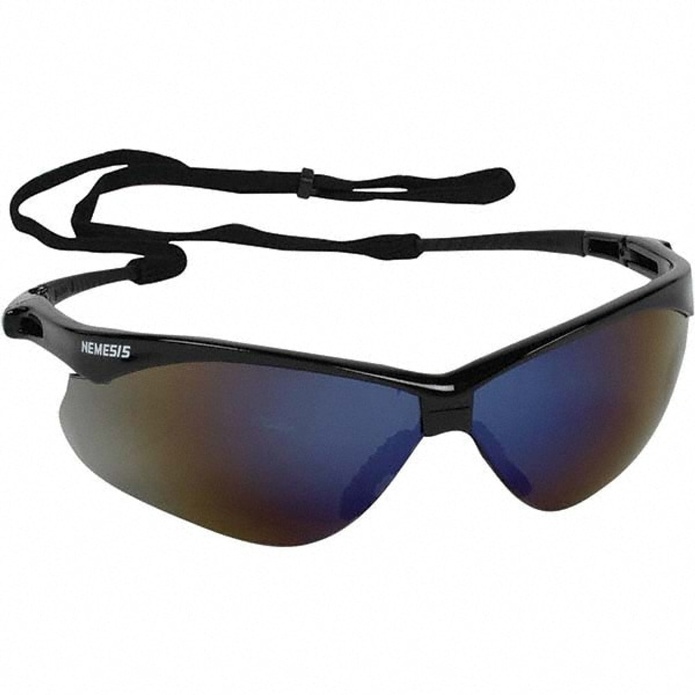 KleenGuard 20382 Safety Glass: Scratch-Resistant, Polycarbonate, Blue Mirror Lenses, Full-Framed, UV Protection