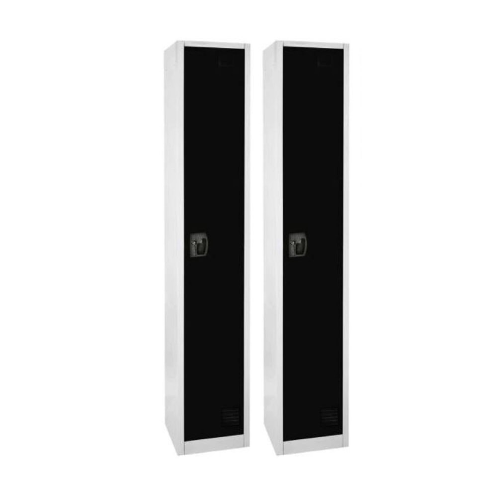 ADIR CORP. ADI629-201-BLK-2PK Alpine 1-Tier Steel Lockers, 72inH x 12inW x 12inD, Black, Set Of 2 Lockers