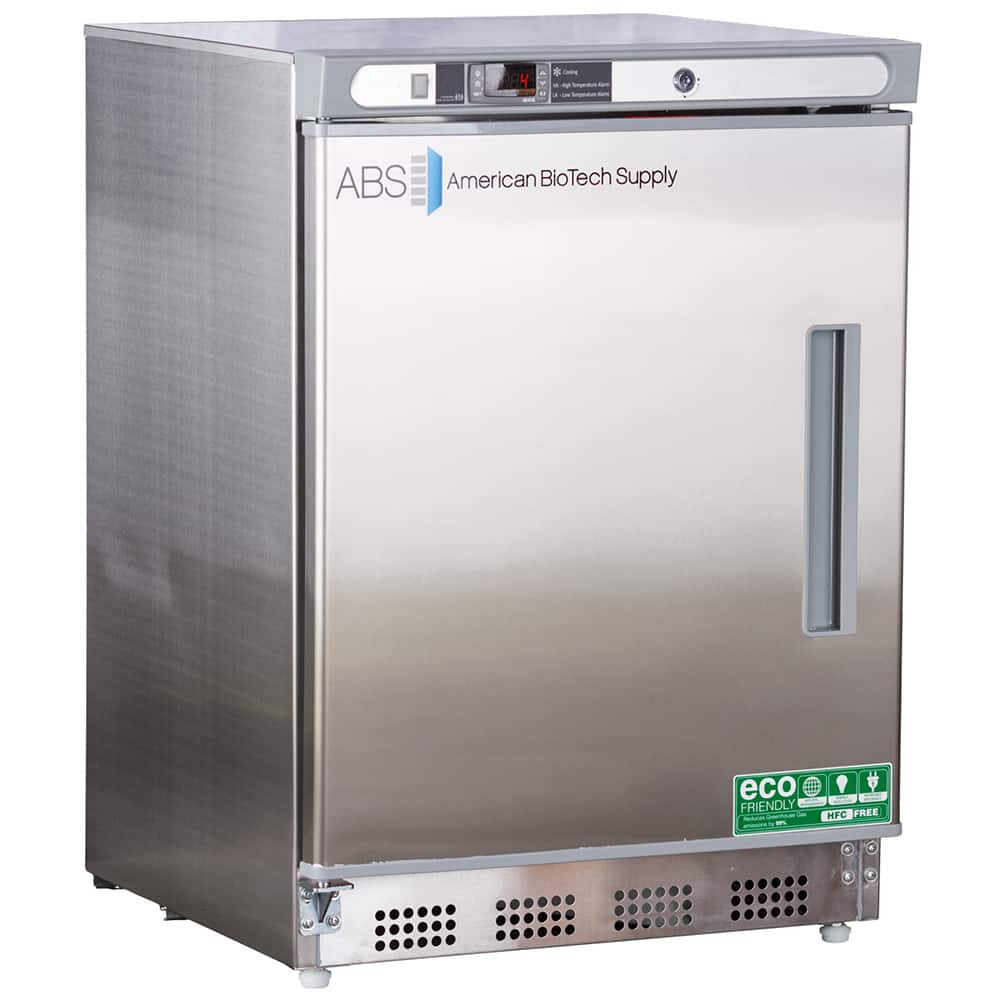 American BioTech Supply ABTUCBI0404SSLH Laboratory Refrigerator: 4.5 cu ft Capacity, 1 to 10 ° C, 23-3/4" OAW, 24-1/2" OAD, 33-3/8" OAH