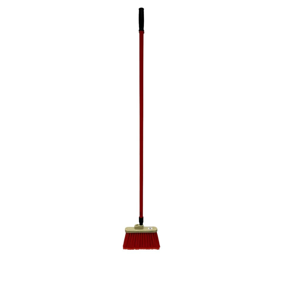 PRO-SOURCE 45460862 12" Wide, Red Polypropylene Bristles, 46-1/2" Vinyl-Coated Metal Handle, Angled Broom