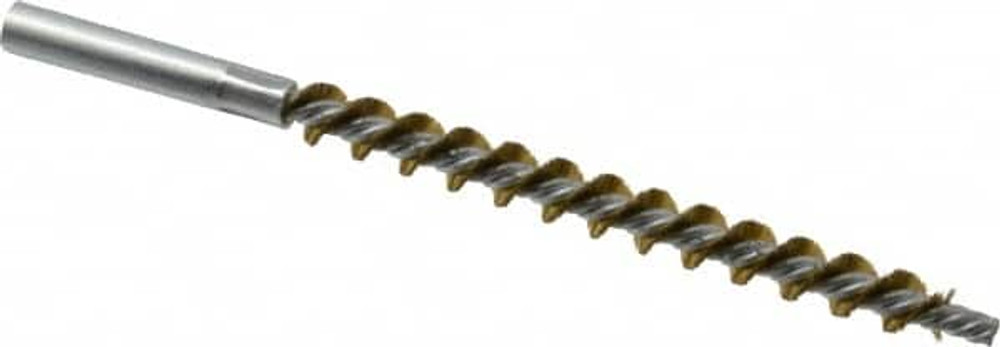 Schaefer Brush 43604 Double Stem/Single Spiral Tube Brush: 3/8" Dia, 6-1/4" OAL, Brass Bristles