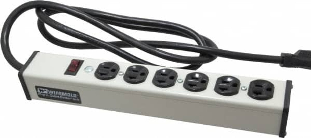 Wiremold ULB620-6 6 Outlets, 120 Volts, 20 Amps, 6' Cord, Power Outlet Strip