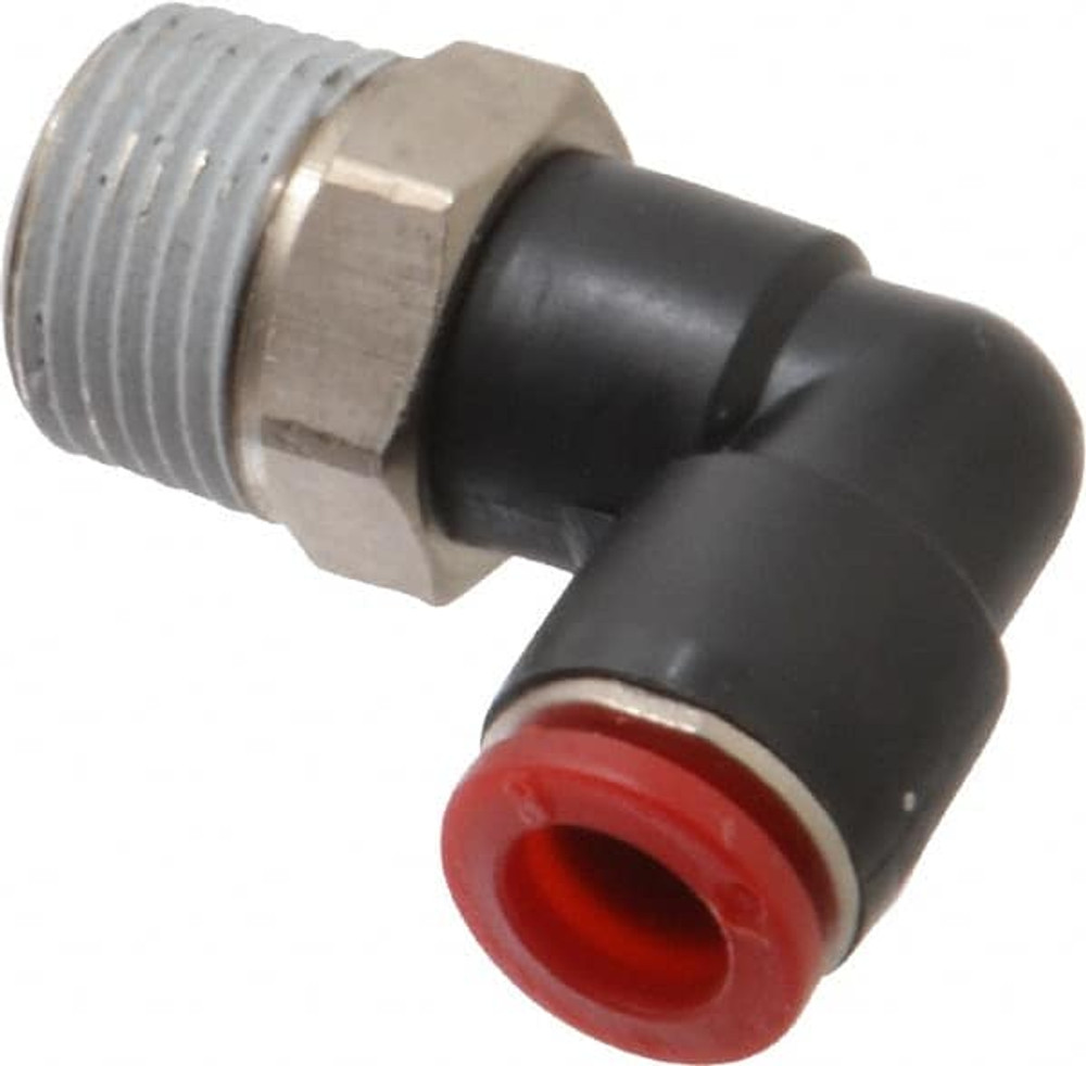 Norgren C01470838 Push-To-Connect Tube to Male & Tube to Male BSPT Tube Fitting: 90 ° Swivel Elbow, 3/8" Thread