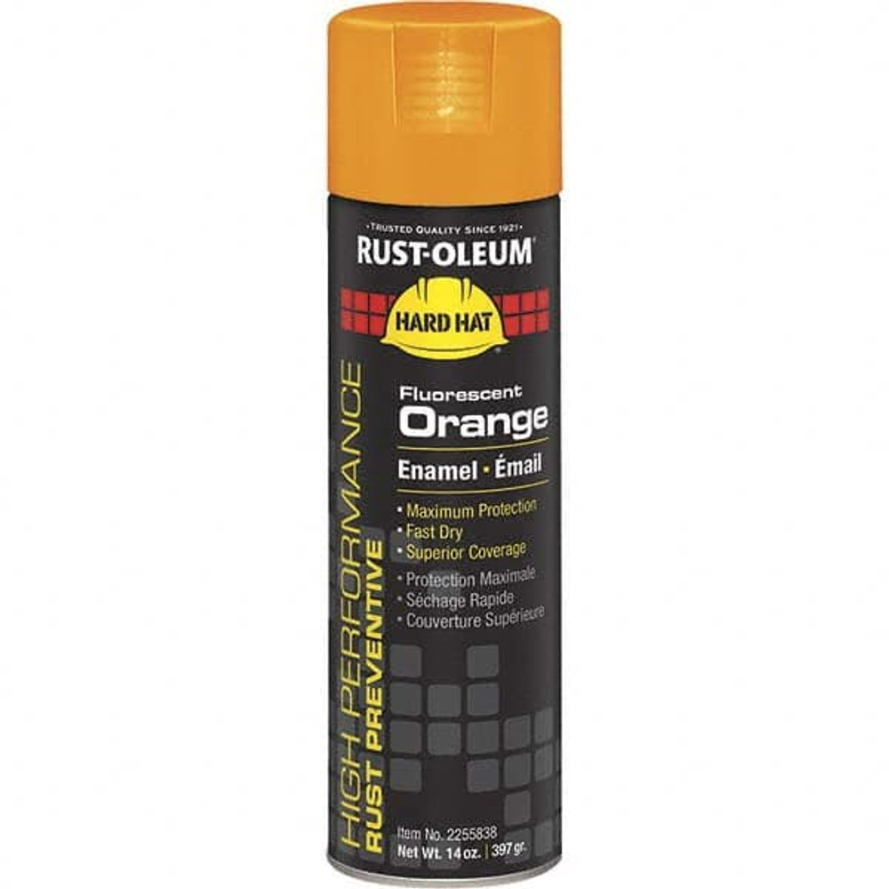 Rust-Oleum 2255838 Rustproof Enamel Spray Paint: Orange, Fluorescent, 14 oz