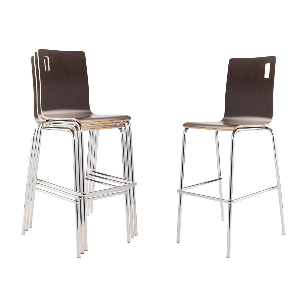 OKLAHOMA SOUND CORPORATION BCS21/4 National Public Seating Bushwick Series Wood Cafe Chairs, Espresso, Set Of 4 Chairs