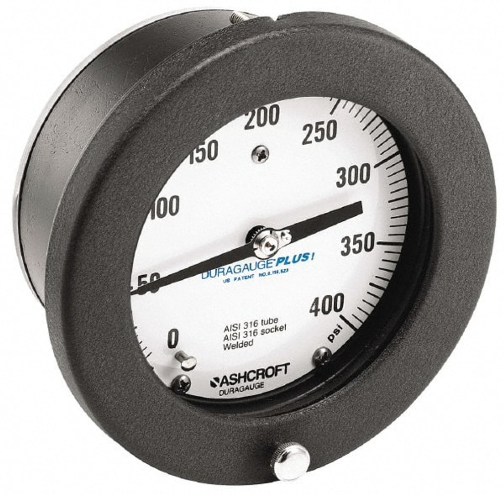 Ashcroft 93111XLL Pressure Gauge: 4-1/2" Dial, 0 to 160 psi, 1/4" Thread, MNPT, Center Back Mount
