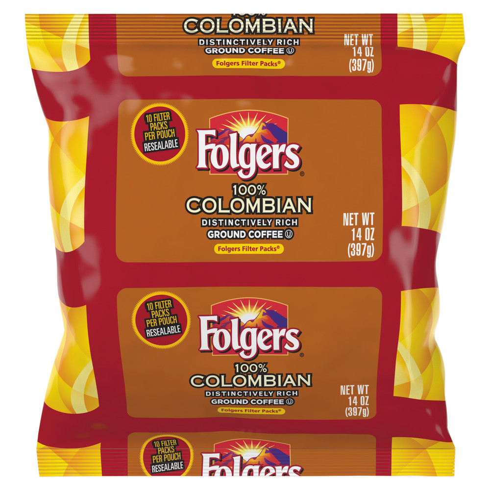 THE J.M. SMUCKER COMPANY Folgers 10107  Single-Serve Coffee Packets, Colombian, 1.4 Oz Per Bag, Carton Of 40 Bags