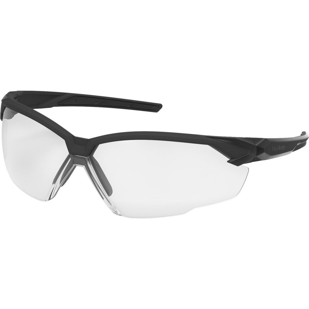 HexArmor. 11-31001-02 Safety Glasses; Type: Safety Glasses ; Frame Style: Half-Framed ; Lens Coating: Anti-Fog & Anti-Scratch ; Frame Color: Black ; Lens Color: Clear ; Lens Material: Polycarbonate