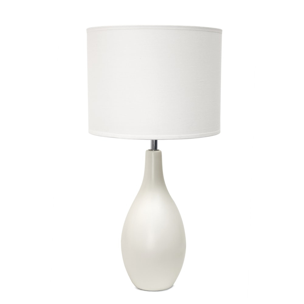 ALL THE RAGES INC Creekwood Home CWT-2000-OF  Essentix Ceramic Dewdrop Table Lamp, 18-1/8inH, Off White Shade/Off White Base