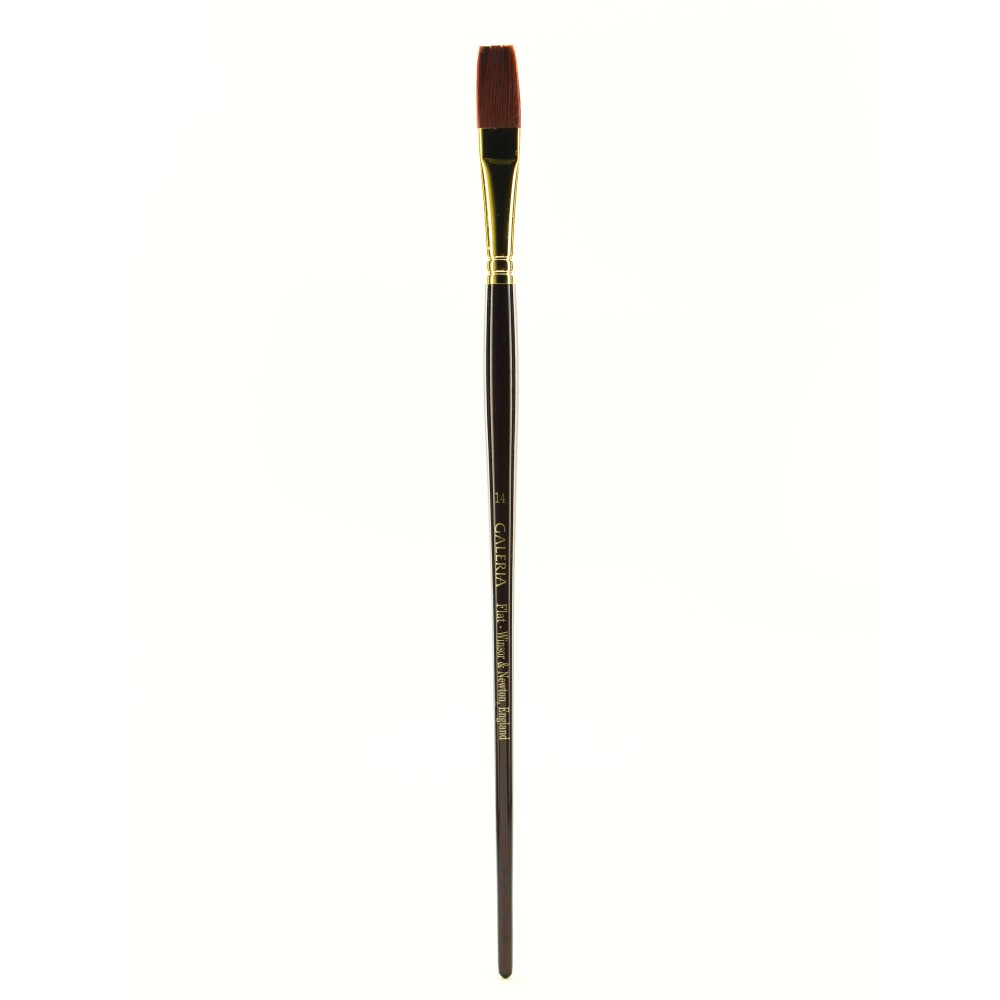 COLART FINE ART & GRAPHICS LTD. 5736014 Winsor & Newton Galeria Long-Handle Paint Brush, Size 14, Flat Bristle, Polyester, Burgundy