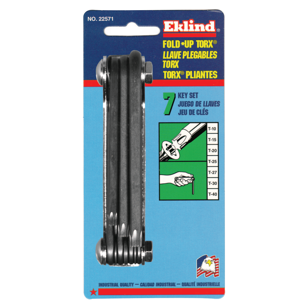 EKLIND TOOL CO. 269-22571 Eklind 7-Piece Standard 4-1/4in Fold-up Torx Key Set