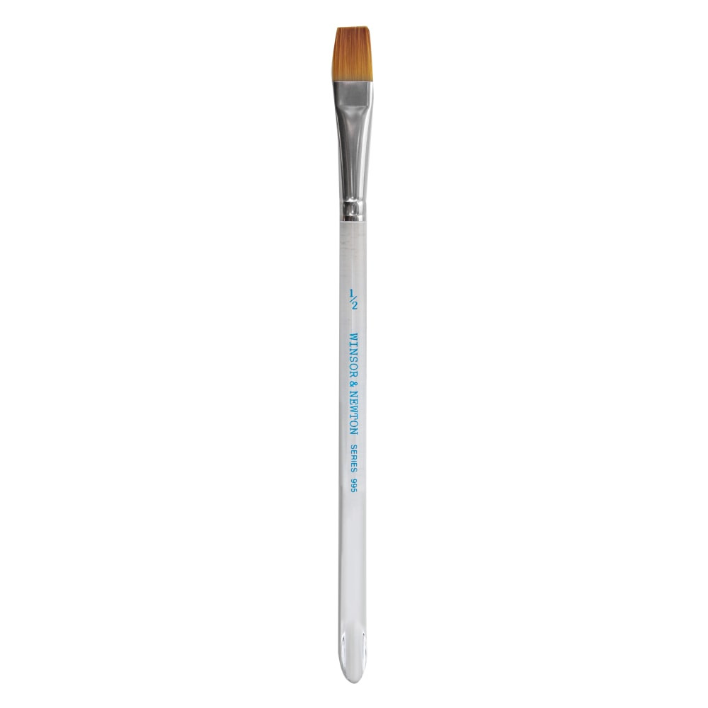 COLART FINE ART & GRAPHICS LTD. 5466113 Winsor & Newton Series 995 Aquarelle Golden Nylon Paint Brush, 1/2in, Flat Wash Bristle, Nylon, Clear