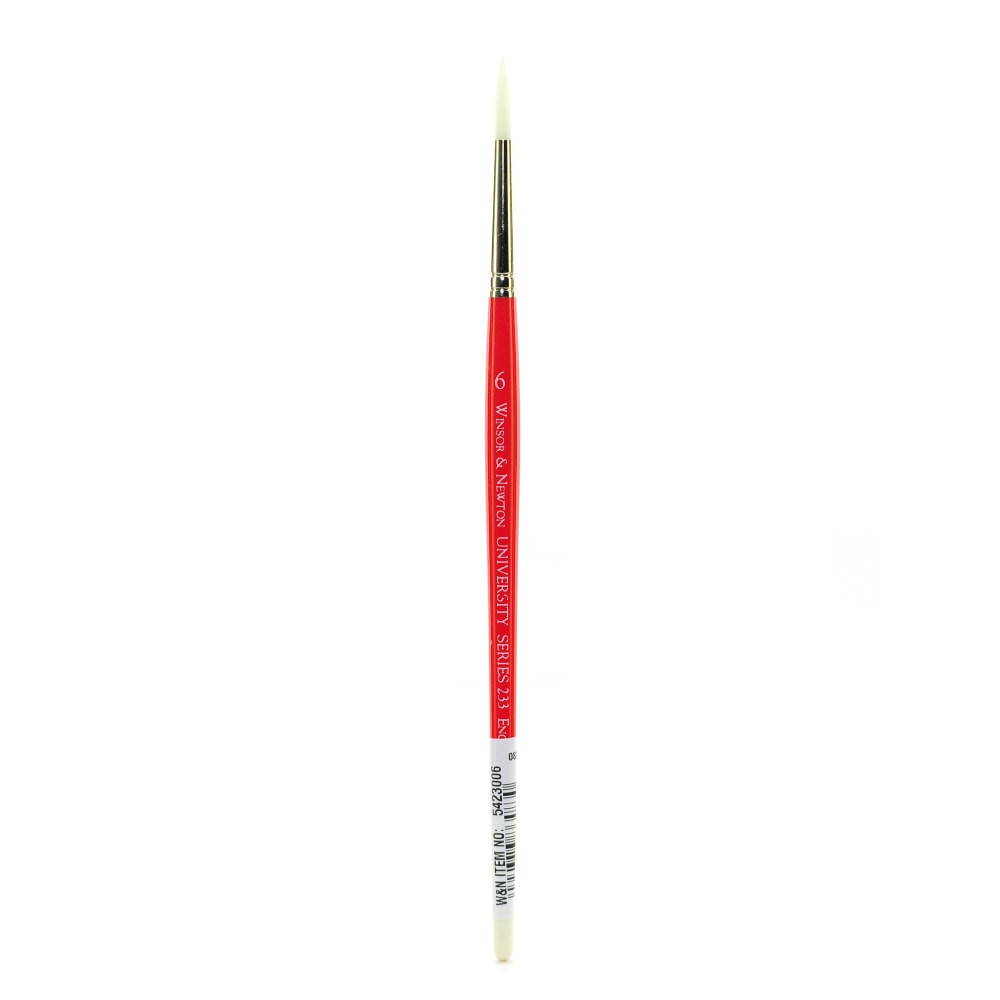 COLART FINE ART & GRAPHICS LTD. 5423006 Winsor & Newton University Series Short-Handle Paint Brush, Size 6, Round Bristle, Red