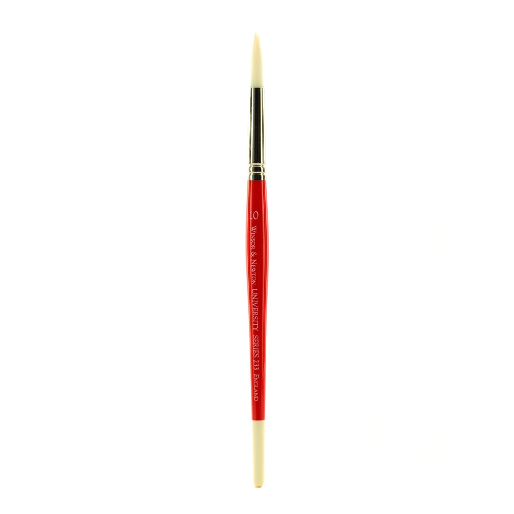 COLART FINE ART & GRAPHICS LTD. 5423010 Winsor & Newton University Series Short-Handle Paint Brush, Size 10, Round Bristle, Red