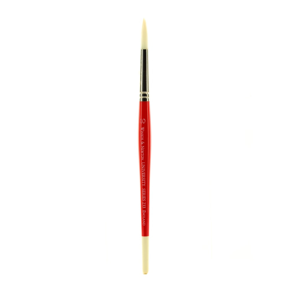 COLART FINE ART & GRAPHICS LTD. Winsor &amp; Newton 5423010 Winsor & Newton University Series Short-Handle Paint Brush, Size 10, Round Bristle, Red