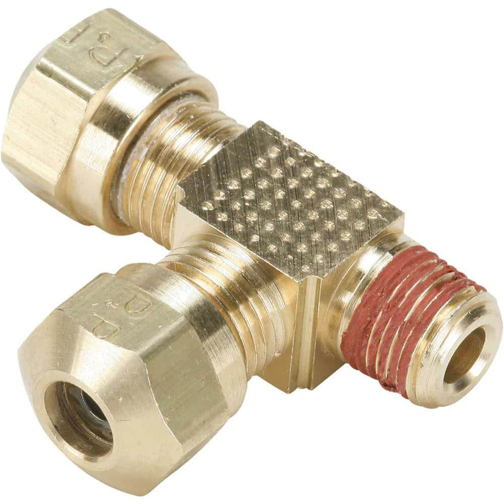 Parker VS271NTA-4-4 Compression Tube Male Run Tee: 1/4" Thread, Compression x MNPT x Compression