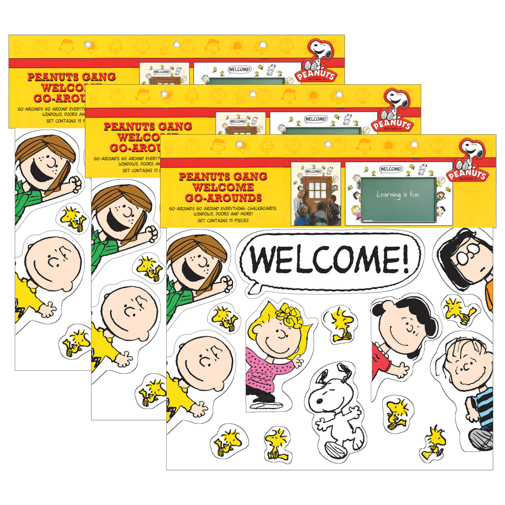 EDUCATORS RESOURCE Eureka EU-847745-3  School Welcome Go-Arounds, Peanuts, 8 Pieces Per Set, Pack Of 3 Sets