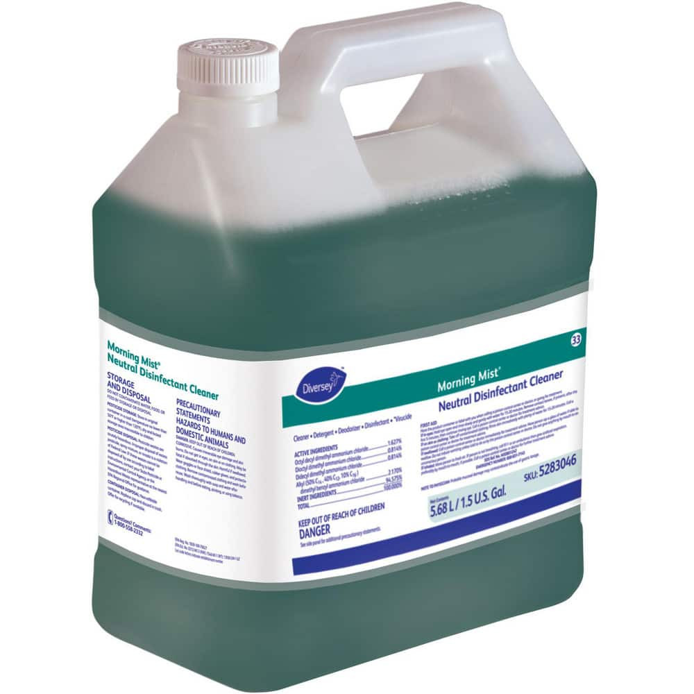 Diversey DVS5283046 All-Purpose Cleaners & Degreasers; Product Type: Neutral Disinfectant Cleaner ; Form: Liquid ; Container Type: Jug ; Container Size: 1.5 gal ; Scent: Fresh ; Application: For Larger Areas Such As Operating Rooms; & Patient Care Fa