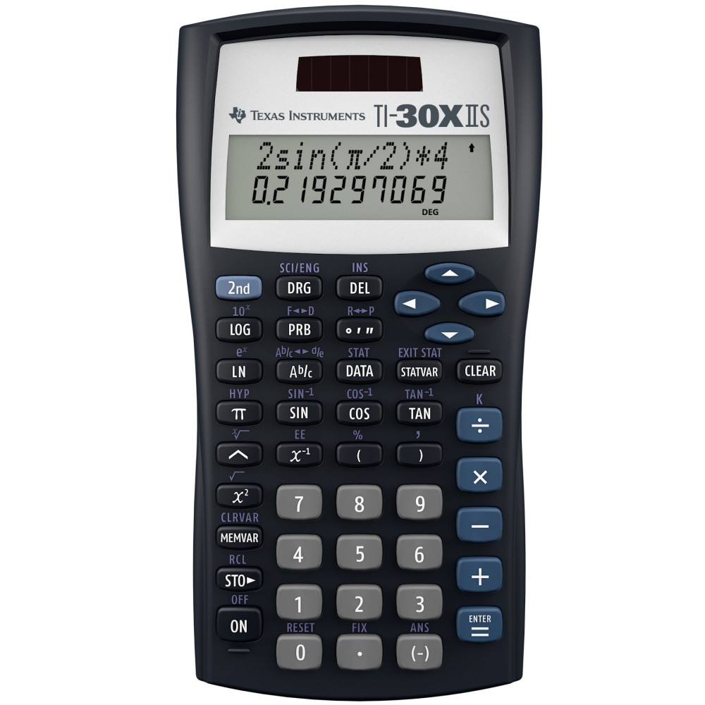 The TI-30X IIS scientific calculator performs practical and advanced mathematical functions, which is ideal for high school and college-level coursework. This Texas Instruments TI-30X IIS comes with a case, so its easy to place in your bag or backpack.  2-line display helps you view data easily.  300 functions include general and trigonometric math and science functions, fractions, combinations and permutations, statistics and 5-variable memories. 1- and 2-variable statistics include results for linear regressions and trendline analysis.  Slide case can be taken off or placed on quickly.  Requires a CR-2025 lithium battery (included).  Backed by the manufacturers 1-year limited warranty.