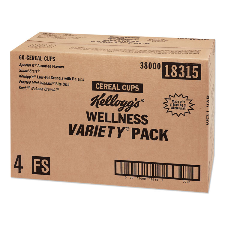 KELLOGG'S 5X0404 Breakfast Cereal - Single Serve, Classic Wellness Assortment, 2.2 oz Cup, 60/Carton