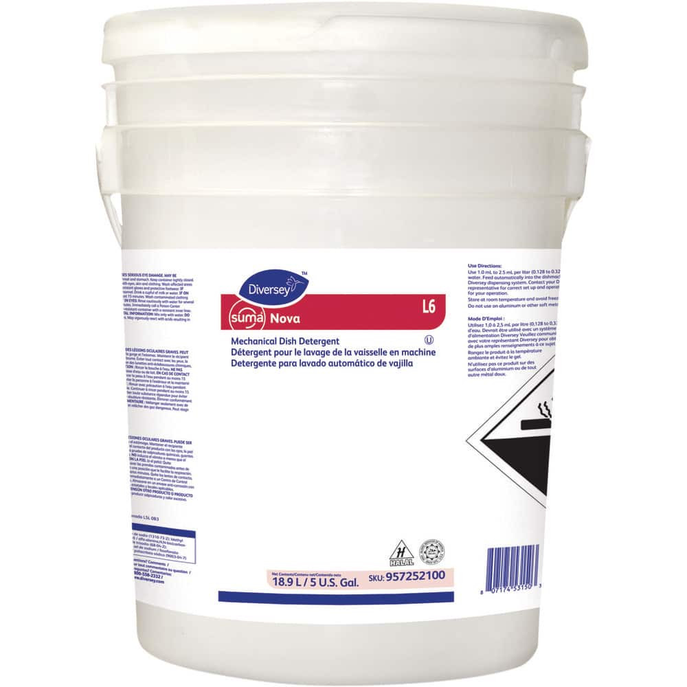 Diversey DVS957252100 Dish Detergent; Detergent Type: Automatic Dishwashing ; Form: Liquid ; Container Type: Pail ; Container Size (Gal.): 5.00 ; Harshness: Mild ; Scent: Characteristic