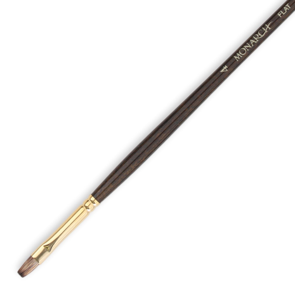 COLART FINE ART & GRAPHICS LTD. Winsor &amp; Newton 5502004 Winsor & Newton Monarch Long-Handle Paint Brush, Size 4, Flat Bristle, Synthetic, Brown