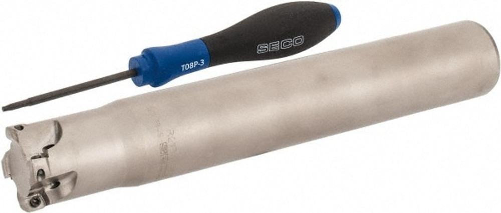 Seco 02789785 Indexable High-Feed End Mill: 1-1/4" Cut Dia, 1-1/4" Cylindrical Shank