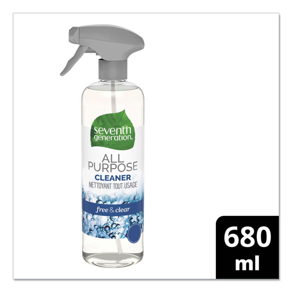 SEVENTH GENERATION 44713EA Natural All-Purpose Cleaner, Free and Clear/Unscented, 23 oz Trigger Spray Bottle