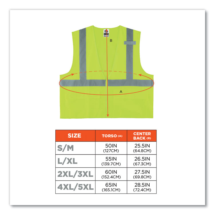 TENACIOUS HOLDINGS, INC. ergodyne® 21167 GloWear 8225Z Class 2 Standard Solid Vest, Polyester, Lime, 2X-Large/3X-Large