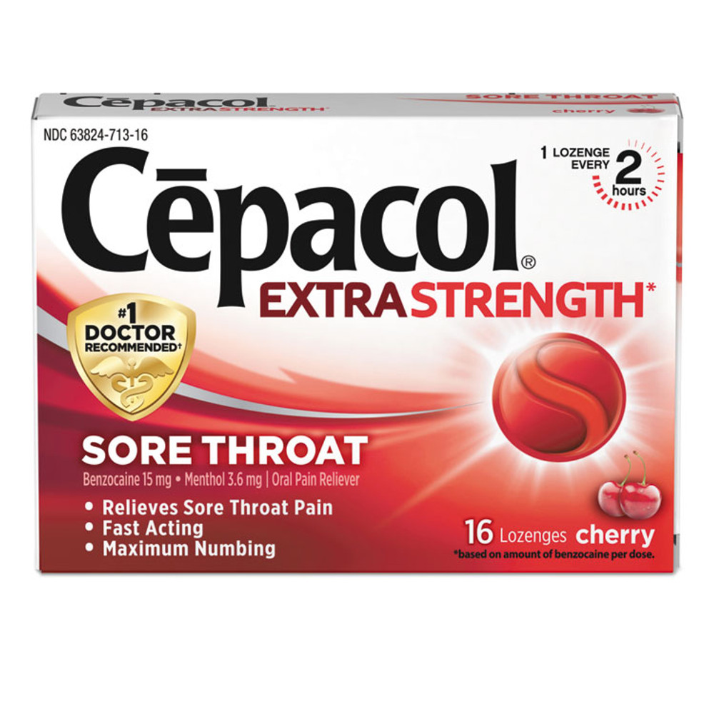 RECKITT BENCKISER Cepacol® 71016CT Extra Strength Sore Throat Lozenge, Cherry, 16/Box, 24 Boxes/Carton