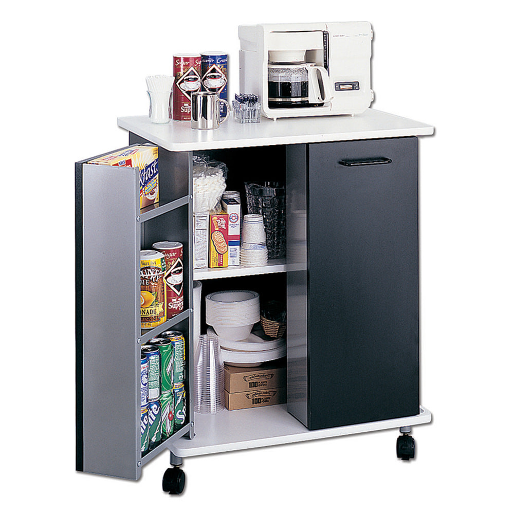 SAFCO PRODUCTS CO Safco 8963BL  Mobile Refreshment Stand, 33 1/4inH x 29 1/2inW x 22 3/4inD, Black/White