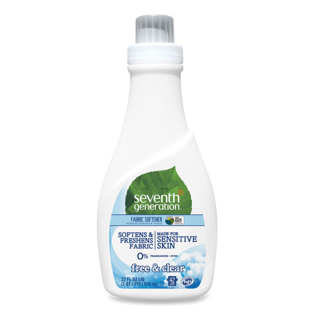 SEVENTH GENERATION 22833 Natural Liquid Fabric Softener, Free and Clear, 42 Loads, 32 oz Bottle, 6/Carton